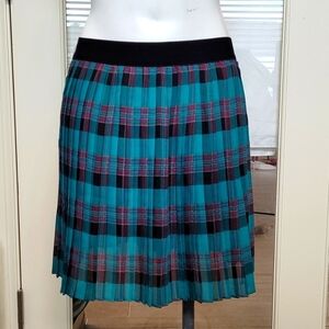 Love, Fire Plaid Pleated Skater Skirt